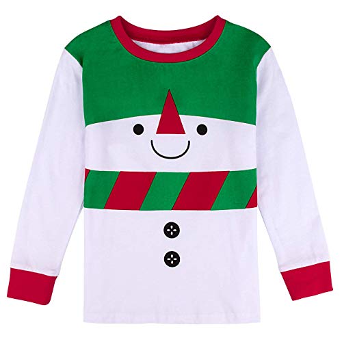mintgreen Pijama Navidad Niño Manga Larga Disfraz Muñeco de Nieve Pantalones Rayas (Snowman, 7 años)