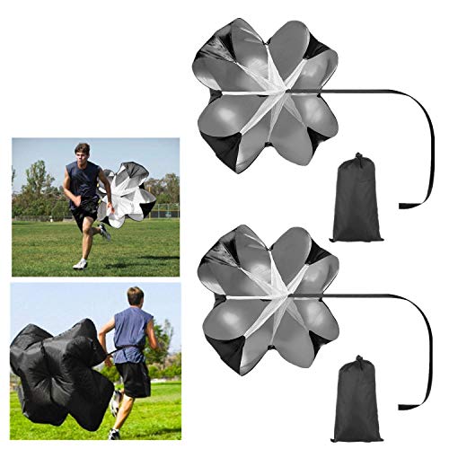 Mioke Paraguas para Correr,2PACK 56'' Paracaídas Entrenamiento de Velocidad Paraguas de Resistencia a Velocidad para Fútbol Correr (Negro)