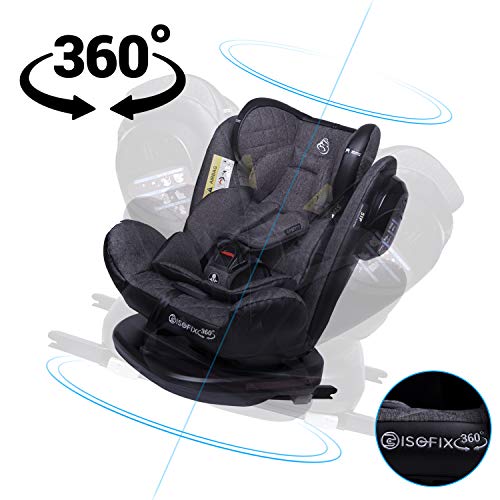 Mipies Silla de Coche Bebe grupo 0 1 2 3 isofix Giratoria 360º Personalizada con Nombre | Homologada de 0 a 36 kg Contramarcha Reclinable con Reductor y SIP laterales para Recien nacidos Bebes y niños