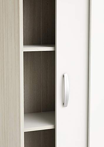 Miroytengo Mueble Armario Auxiliar Puertas correderas Color Blanco y Roble 68x33x106 cm