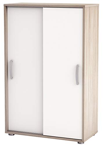 Miroytengo Mueble Armario Auxiliar Puertas correderas Color Blanco y Roble 68x33x106 cm Miroytengo Mueble Armario Auxiliar Puertas correderas Color Blanco y Roble 68x33x106 cm