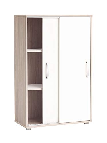 Miroytengo Mueble Armario Auxiliar Puertas correderas Color Blanco y Roble 68x33x106 cm Miroytengo Mueble Armario Auxiliar Puertas correderas Color Blanco y Roble 68x33x106 cm