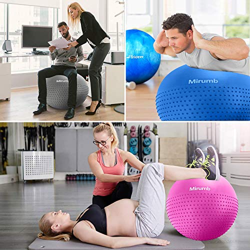 Mirumb Pelota de Ejercicio, Massage Balls Pelota de Pilates Yoga Ball 75CM 65CM 55CM con Bomba Anti Explosión para Fitness, Embarazo,Oficina,Silla de Equilibrio,Gimnasio