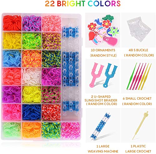 MISHAER 4400pcs Caja Pulseras Gomas, Loom Bands Bandas de Silicona para Hacer Pulseras De Colores Loom Kit para Pulseras (4400)