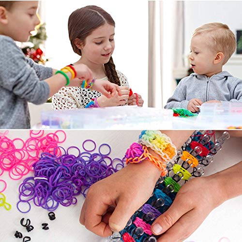 MISHAER 4400pcs Caja Pulseras Gomas, Loom Bands Bandas de Silicona para Hacer Pulseras De Colores Loom Kit para Pulseras (4400)