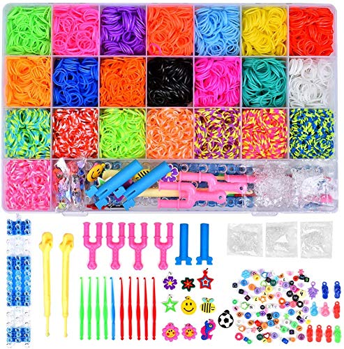 MISHAER 4400pcs Caja Pulseras Gomas, Loom Bands Bandas de Silicona para Hacer Pulseras De Colores Loom Kit para Pulseras (4400)