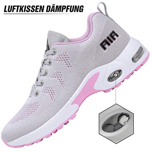 Mishansha Air Zapatos de Running Mujer Antideslizante Zapatillas de Deportes Femenino Ligeros Calzado Jogging Gimnasio Sneakers Gris, Gr.36 EU