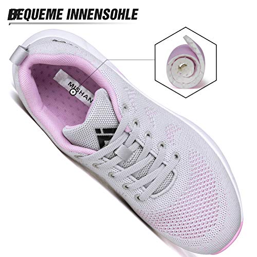 Mishansha Air Zapatos de Running Mujer Antideslizante Zapatillas de Deportes Femenino Ligeros Calzado Jogging Gimnasio Sneakers Gris, Gr.36 EU