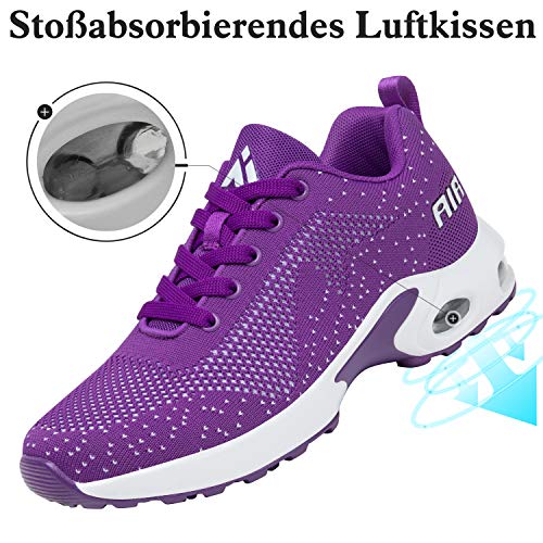 Mishansha Mujer Zapatos de Deportes Niña Zapatillas de Golf Correr Femenino Respirable Jogging Casual Air Sneakers Fitness Morado/Clásico 38