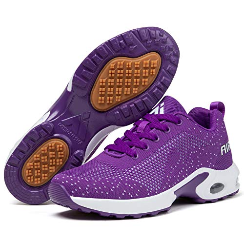 Mishansha Mujer Zapatos de Deportes Niña Zapatillas de Golf Correr Femenino Respirable Jogging Casual Air Sneakers Fitness Morado/Clásico 38