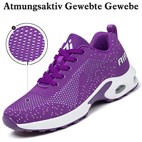 Mishansha Mujer Zapatos de Deportes Niña Zapatillas de Golf Correr Femenino Respirable Jogging Casual Air Sneakers Fitness Morado/Clásico 38