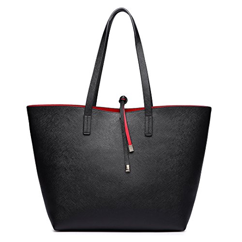 Miss Lulu Mujer Bolso de Mano Reversible Elegante Bolso de Hombro de Cuero PU Gran Conjunto dos 2PCS Miss Lulu Mujer Bolso de Mano Reversible Elegante Bolso de Hombro de Cuero PU Gran Conjunto dos 2PCS