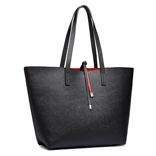 Miss Lulu Mujer Bolso de Mano Reversible Elegante Bolso de Hombro de Cuero PU Gran Conjunto dos 2PCS Miss Lulu Mujer Bolso de Mano Reversible Elegante Bolso de Hombro de Cuero PU Gran Conjunto dos 2PCS