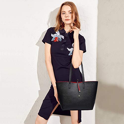 Miss Lulu Mujer Bolso de Mano Reversible Elegante Bolso de Hombro de Cuero PU Gran Conjunto dos 2PCS Miss Lulu Mujer Bolso de Mano Reversible Elegante Bolso de Hombro de Cuero PU Gran Conjunto dos 2PCS