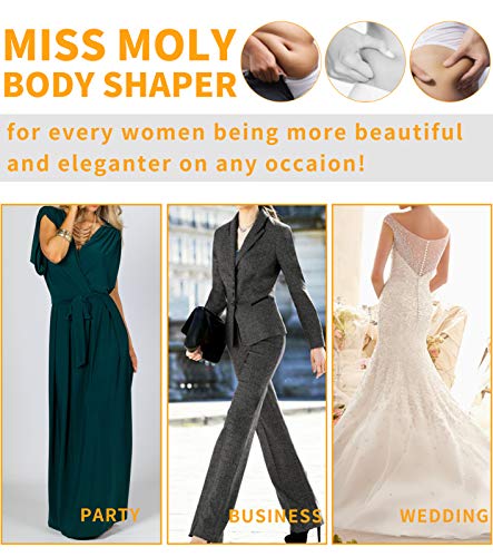 MISS MOLY Body Reductor|Mujer Modeladora Faja Reductora Adelgazantes Bodysuit de Cintura Shapewear con Pierna, Negro, L