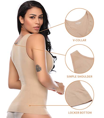 MISS MOLY Camiseta Interior Chaleco Camisola Sin Mangas Tank Top de Tirantes con 2 Separable Sostén Elástico Basic Shirt para Mujer Blusas Underwear