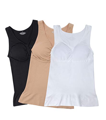 MISS MOLY Camiseta Interior Chaleco Camisola Sin Mangas Tank Top de Tirantes con 2 Separable Sostén Elástico Basic Shirt para Mujer Blusas Underwear