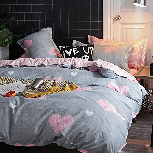 Mitchell Ropa de cama 135 x 200 cm, diseño de corazones reversibles, 100% microfibra, funda nórdica con cremallera y funda de almohada de 80 x 80 cm, microfibra, Corazones-1., 155 x 220 + 80 x 80 cm Mitchell Ropa de cama 135 x 200 cm, diseño de corazones reversibles, 100% microfibra, funda nórdica con cremallera y funda de almohada de 80 x 80 cm, microfibra, Corazones-1., 155 x 220 + 80 x 80 cm