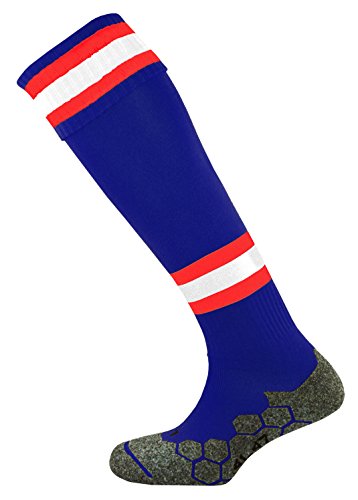 Mitre Division Tec - Calcetines de fútbol para niños, Color Azul Marino, Rojo, Blanco, Talla Grande