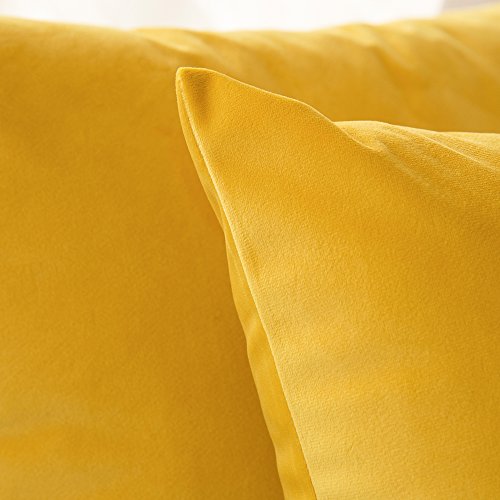 MIULEE Pack de 2, Terciopelo Suave Juego de Mesa de Manta de decoración Cuadrado Fundas de Almohada Funda de cojín para sofá dormitorio18 x 18 Pulgada 45 x 45 cm Amarillo limón