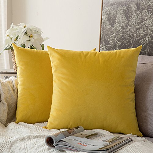 MIULEE Pack de 2, Terciopelo Suave Juego de Mesa de Manta de decoración Cuadrado Fundas de Almohada Funda de cojín para sofá dormitorio18 x 18 Pulgada 45 x 45 cm Amarillo limón MIULEE Pack de 2, Terciopelo Suave Juego de Mesa de Manta de decoración Cuadrado Fundas de Almohada Funda de cojín para sofá dormitorio18 x 18 Pulgada 45 x 45 cm Amarillo limón