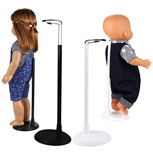 Miunana 2 Soporte Ajustable de Exhibición Accesorios para la Muñeca Americana 18 Pulgadas Doll (Blanco y Negro)