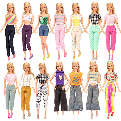 Miunana 5 Camiseta + 5 Pantalones + 10 Zapatos para 30 cm 11.5 Inch Doll Muñeca