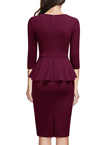 Miusol Negocios Peplum Lápiz Vestido de Fiesta para Mujer Borgoña XX-Large Miusol Negocios Peplum Lápiz Vestido de Fiesta para Mujer Borgoña XX-Large