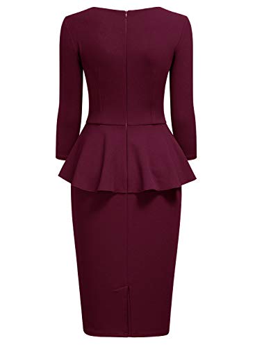 Miusol Negocios Peplum Lápiz Vestido de Fiesta para Mujer Borgoña XX-Large Miusol Negocios Peplum Lápiz Vestido de Fiesta para Mujer Borgoña XX-Large