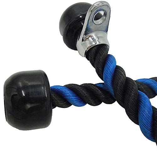 Miwaimao Fijación de Cable de 27.5"Tríceps Trenzado de Nylon Prensa de Cuerda Tríceps de Cable Empuje hacia Abajo, Negro y Azul