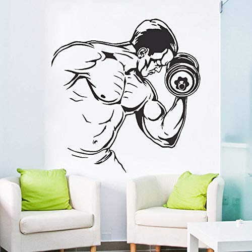 mlpnko Calcomanía de Vinilo Fitness Culturismo Hombre con Mancuernas Pintura de Pared Ejercicio Inspirado Pegatina Dormitorio decoración de la Pared 42X43cm