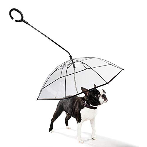 MLQ paraguas plegable transparente para mascotas, mantiene a la mascota seca cómoda en, paraguas para perro con correa para perros, proporciona protección contra la lluvia, la nieve, el clima húmedo