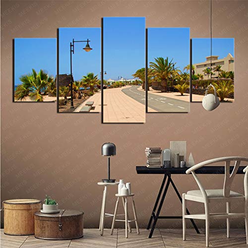 mmkow Impresa sobre lienzo 5 piezas juego de fotos artificiales Lanzarote decoración del hogar 100x200cm (enmarcado)