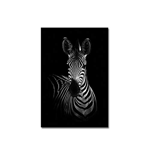 mmwin Blanco y Negro Simple Animal Jirafa Elefante Rinoceronte Cebra Lienzo Pintura decoración del hogar Pintura J 60X100CM * 2