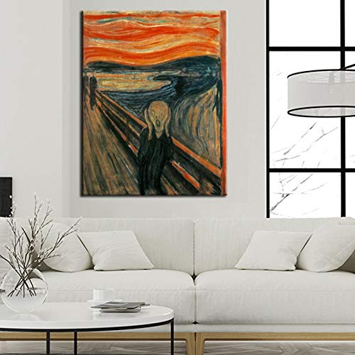 mmwin Scream Abstract Oil Painting on Canvas Print Poster Wall Art Picture for Living Room Home Cuadros Decoración Regalo Q 30x40cm