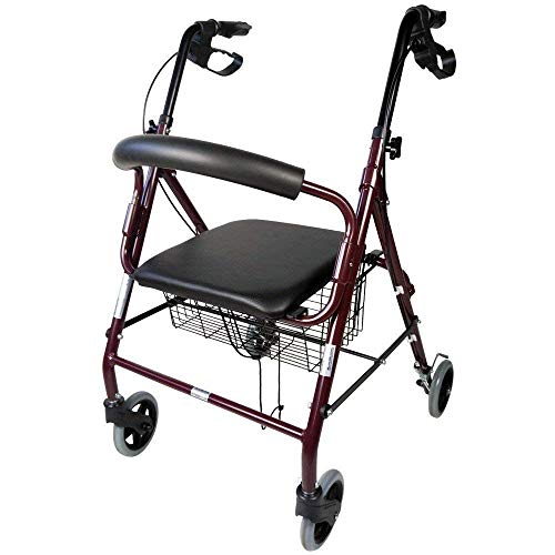 Mobiclinic, Andador para ancianos, Modelo Escorial, Marca española, Plegable, Frenos manuales y bloqueables, Aluminio, Con cesta, Ligero y resistente, Con asiento y 4 ruedas, Color Burdeos Mobiclinic, Andador para ancianos, Modelo Escorial, Marca española, Plegable, Frenos manuales y bloqueables, Aluminio, Con cesta, Ligero y resistente, Con asiento y 4 ruedas, Color Burdeos