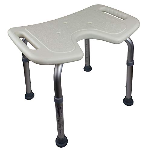 Mobiclinic, Bahía, Silla o taburete de baño, de ducha, ortopédica, altura regulable, respaldo, asiento en U, conteras antideslizantes Mobiclinic, Bahía, Silla o taburete de baño, de ducha, ortopédica, altura regulable, respaldo, asiento en U, conteras antideslizantes