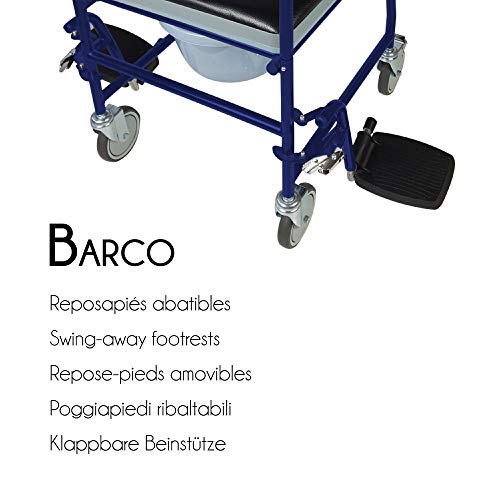 Mobiclinic, Barco, Silla con WC o inodoro para ancianos, discapacitados, minusválidos, Silla orinal con ruedas, Plegable, Reposabrazos, Asiento ergonómico, Conteras antideslizates, color Azul Mobiclinic, Barco, Silla con WC o inodoro para ancianos, discapacitados, minusválidos, Silla orinal con ruedas, Plegable, Reposabrazos, Asiento ergonómico, Conteras antideslizates, color Azul