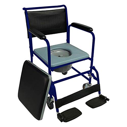 Mobiclinic, Barco, Silla con WC o inodoro para ancianos, discapacitados, minusválidos, Silla orinal con ruedas, Plegable, Reposabrazos, Asiento ergonómico, Conteras antideslizates, color Azul Mobiclinic, Barco, Silla con WC o inodoro para ancianos, discapacitados, minusválidos, Silla orinal con ruedas, Plegable, Reposabrazos, Asiento ergonómico, Conteras antideslizates, color Azul