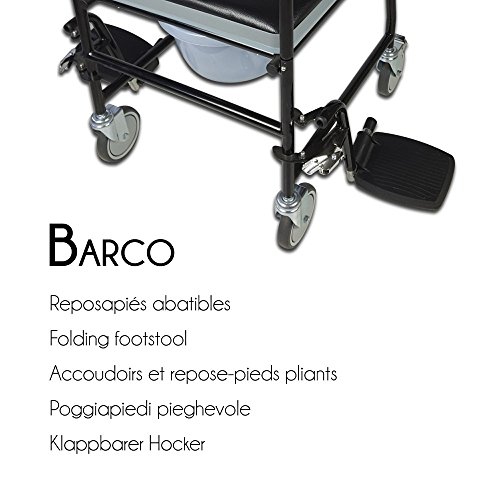 Mobiclinic, Barco, Silla con WC o inodoro para ancianos, discapacitados, minusválidos, Silla orinal con ruedas, Plegable, Reposabrazos, Asiento ergonómico, Conteras antideslizates, color Negro Mobiclinic, Barco, Silla con WC o inodoro para ancianos, discapacitados, minusválidos, Silla orinal con ruedas, Plegable, Reposabrazos, Asiento ergonómico, Conteras antideslizates, color Negro