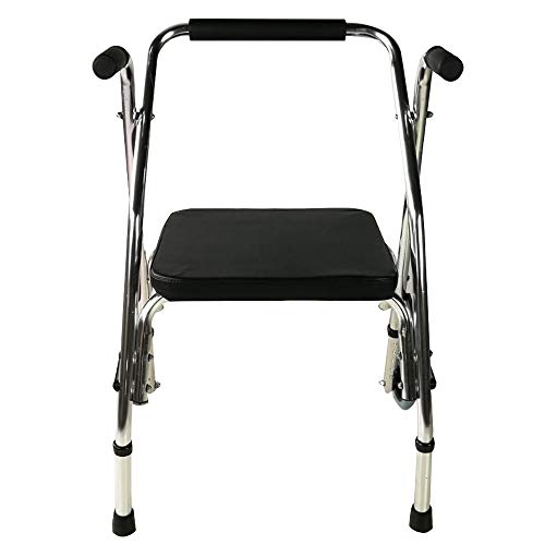 Mobiclinic Compostela Andador Ancianos con Dos Ruedas Plegable, con asiento, Aluminio, para Adultos, Altura Regulable, Plata/Negro