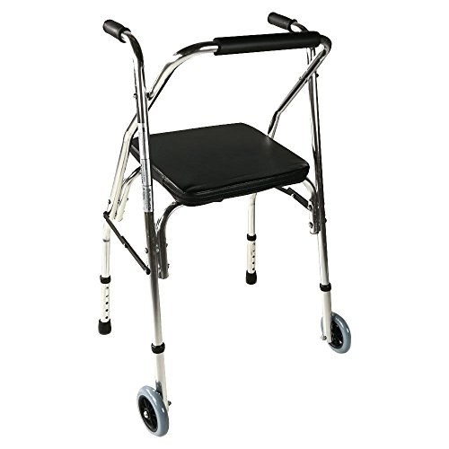 Mobiclinic Compostela Andador Ancianos con Dos Ruedas Plegable, con asiento, Aluminio, para Adultos, Altura Regulable, Plata/Negro Mobiclinic Compostela Andador Ancianos con Dos Ruedas Plegable, con asiento, Aluminio, para Adultos, Altura Regulable, Plata/Negro