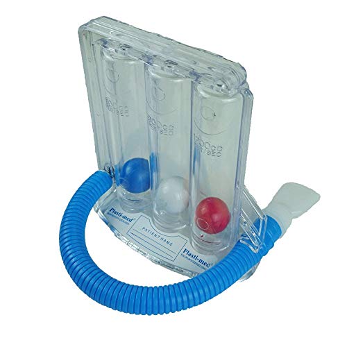 Mobiclinic, Ejercitador respiratorio, Ejercitador pulmonar, Espirómetro, Equipo de terapia y educación respiratoria, Marcado CE, Fortalece y mejora la respiración, 3 cámaras, Transparente