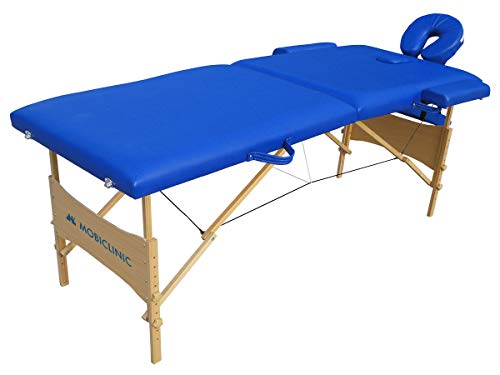 Mobiclinic, Light, Cama de Masaje, Camilla fisioterapia plegable, Reposacabezas, Masaje, Portátil, Madera, 186x60 cm, Azul