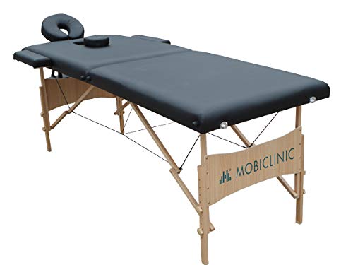 Mobiclinic, Light, Camilla fisioterapia plegable, Cama de Masaje, Reposacabezas, Masaje, Portátil, Madera, 186x60 cm, Negro