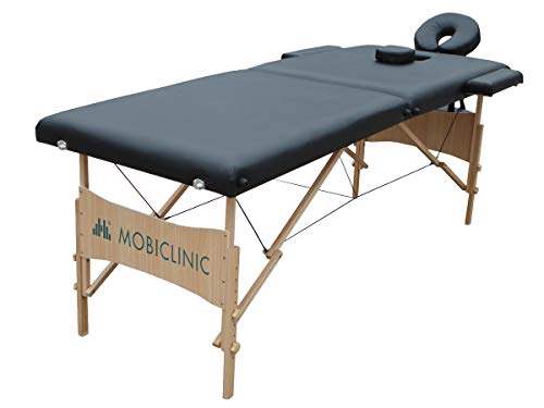 Mobiclinic, Light, Camilla fisioterapia plegable, Cama de Masaje, Reposacabezas, Masaje, Portátil, Madera, 186x60 cm, Negro