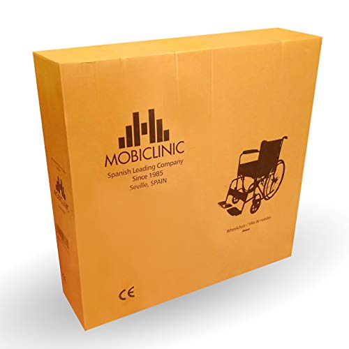Mobiclinic, modelo Alcázar, Silla de ruedas ortopédica, plegable, para minusválidos, manual, freno en manetas, reposabrazos fijos y reposapiés abatibles, color Azul/Negro, asiento 46 cm Mobiclinic, modelo Alcázar, Silla de ruedas ortopédica, plegable, para minusválidos, manual, freno en manetas, reposabrazos fijos y reposapiés abatibles, color Azul/Negro, asiento 46 cm
