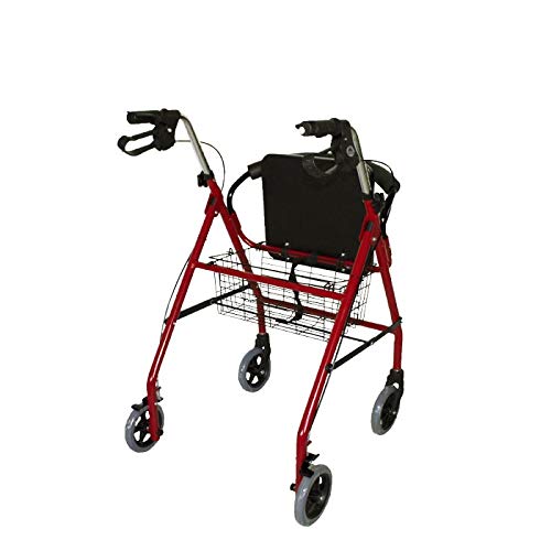 Mobiclinic, Modelo Alhambra, Andador para mayores, minusválidos, adultos o ancianos, de aluminio, ligero, plegable, con asiento y 4 ruedas, Color Granate Mobiclinic, Modelo Alhambra, Andador para mayores, minusválidos, adultos o ancianos, de aluminio, ligero, plegable, con asiento y 4 ruedas, Color Granate