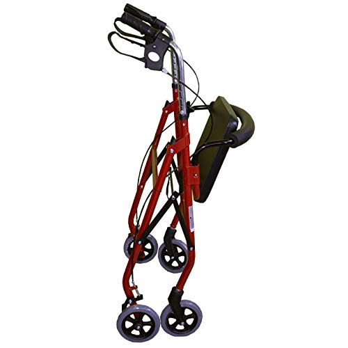 Mobiclinic, Modelo Alhambra, Andador para mayores, minusválidos, adultos o ancianos, de aluminio, ligero, plegable, con asiento y 4 ruedas, Color Granate