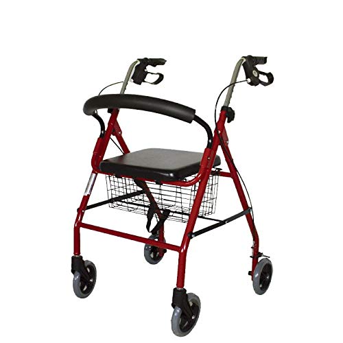 Mobiclinic, Modelo Alhambra, Andador para mayores, minusválidos, adultos o ancianos, de aluminio, ligero, plegable, con asiento y 4 ruedas, Color Granate Mobiclinic, Modelo Alhambra, Andador para mayores, minusválidos, adultos o ancianos, de aluminio, ligero, plegable, con asiento y 4 ruedas, Color Granate